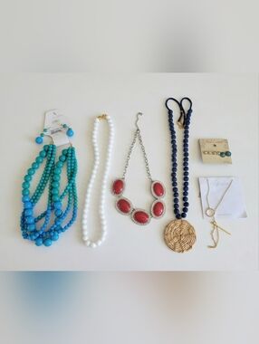 Jewelry Lot Necklaces Earrings Monet Statement Mixed Bundle Vintage Style Set